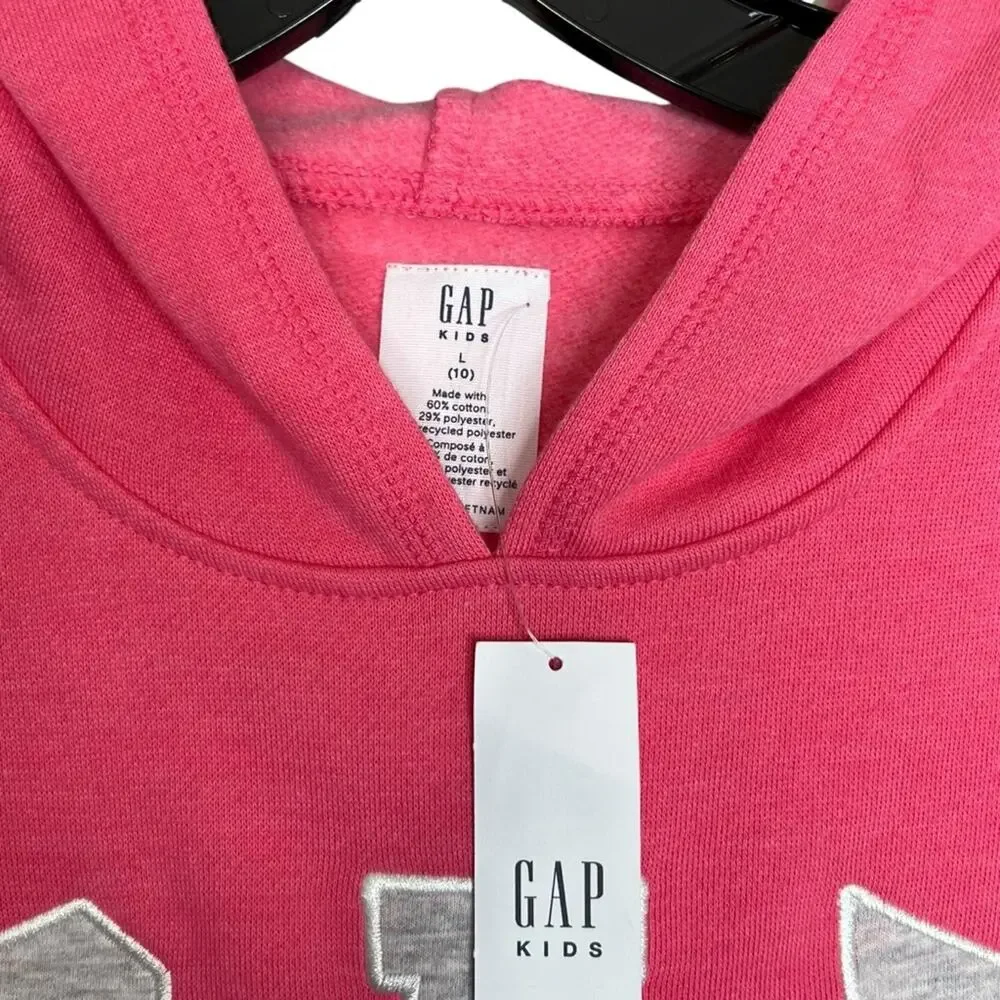 Gap Kids Hot Pink and Grey Logo Hoodie Size L (10) NWT